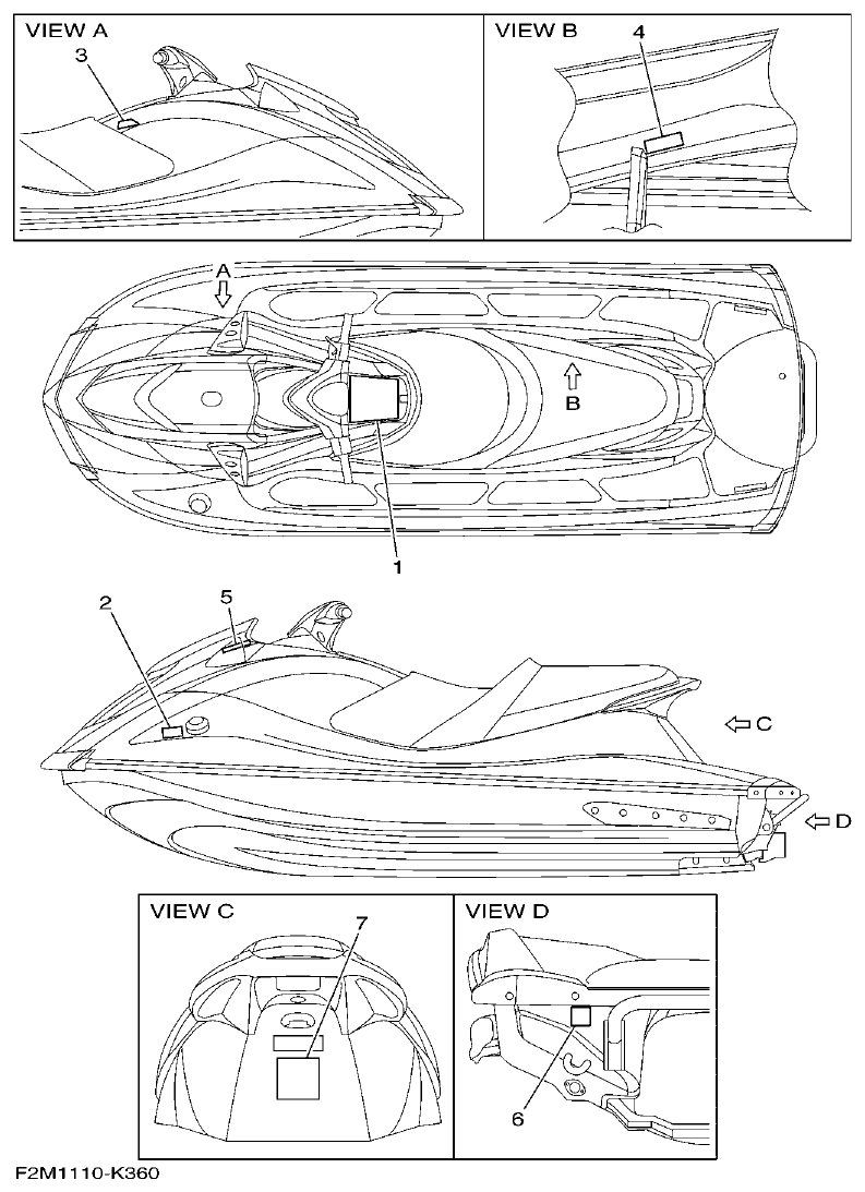 Yamaha VX18002011(2) IMPORTANT LABELS parts diagram